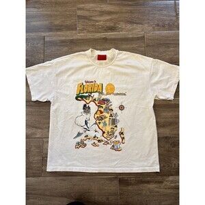 Fugazi Men’s Size M Florida T Shirt Cotton Beige & Yellow Graphic